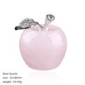 Handcrafted rose quartz apple figurine with silver leaf and sparkling rhinestones - Rose Quartz Apple