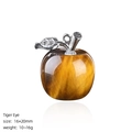Tiger Eye stone apple pendant 20mm with silver leaf detail for DIY jewelry gifts - Tiger Eye Apple