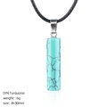 Minimalist synthetic turquoise cylinder pendant necklace with black mesh veins and cord - Turquoise (Synthetic) Necklace