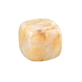 Polished natural yellow crystal cube bead with internal ice cracks and central hole - Yellow Jade