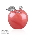 Cherry Quartz apple gemstone decor with silver leaves and crystals, size 25x30mm - Cherry Quartz Apple