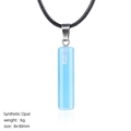 30mm synthetic opal column pendant necklace with silver clasp and black braided cord - Opal (Synthetic) Necklace