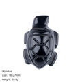 Hand-carved black obsidian sea turtle crystal figurine, 18x27mm miniature gemstone decor - Obsidian (Sea Turtle)