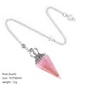 Pendolo in quarzo rosa con corona e bobina per meditazione e guarigione energetica - Quarzo rosa