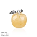 20mm yellow natural stone apple pendant with silver metal leaf for DIY necklaces - Yellow Stone Apple