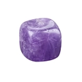 Polished purple amethyst cube bead with natural ice cracks and centered through-hole - Amethyst
