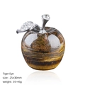 Tiger Eye stone apple figurine with silver leaf and rhinestones, 30mm natural gemstone décor - Tiger Eye Apple