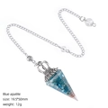 Pendolo in cristallo apatite blu con cappuccio a corona d'argento e catena regolabile - Apatite