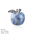 20mm natural blue spot stone apple pendant with silver metal leaf for DIY necklaces - Blue Spot Jade Apple