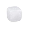 Polished cube-shaped white crystal stone incense holder base with vertical drill hole - White Crystal