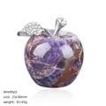 30mm natural amethyst crystal apple ornament with silver sparkling rhinestone leaf - Amethyst Apple