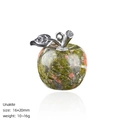20mm Unakite crystal apple pendant with silver metal leaf for Christmas DIY gifts - Unakite Apple