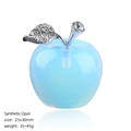 Light blue synthetic opal apple figurine with silver leaf and sparkling rhinestones - Opalite Apple