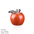 Red jasper apple pendant with silver metal leaf, size 16x20mm for DIY jewelry - Red Jasper Apple
