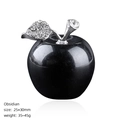 Black obsidian crystal apple ornament with diamond leaf design for home decor - Obsidian Apple