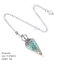 Pendolo in amazzonite con dettaglio corona e catena in argento per la meditazione - Amazzonite