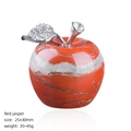 30mm Red Jasper apple figurine with silver rhinestone leaf for home decor - Red Jasper Apple