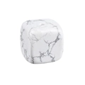 Cube shaped white turquoise stone base with natural grey veins and center hole - Howlite