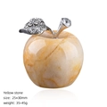 Handcrafted 30mm yellow natural stone apple figurine with sparkling silver leaf detail - Yellow Topaz Apple