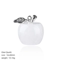 Handcrafted 20mm clear quartz apple pendant with silver stem for Christmas gifts - Clear Quartz Apple