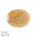 Polished yellow natural crystal worry stone with What Would Jesus Do gold engraving - Yellow Topaz Palm Stone