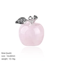 20mm natural rose quartz apple pendant with silver metal leaf for Christmas DIY necklace - Rose Quartz Apple