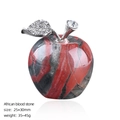 30mm African Blood Stone apple ornament with silver leaf and sparkling crystal top - African Blood Stone Apple