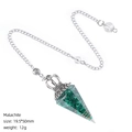 Pendolo in malachite con corona d'argento e catena per yoga e meditazione - Malachite (Artificiale)