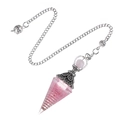 Pink crystal resin pendulum with vintage silver hexagon cap and fine chain link - Rose Quartz (Antique Silver Pendulum)