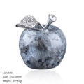 Handcrafted Larvikite crystal apple figurine with silver leaf and sparkling rhinestones - Larvikite Apple