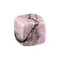Polished purple natural gemstone cube incense burner with unique black veining and center hole - Rhodonite