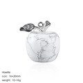 Howlite 20mm crystal apple pendant with silver leaf detail for DIY jewelry making - Howlite Apple