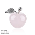 Figura de manzana en cuarzo rosa de 25mm con hoja de strass para regalo decorativo - 25mm / Manzana de Cuarzo Rosa
