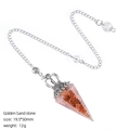 Pendolo in pietra arenaria dorata con cappuccio a corona d'argento e catena da meditazione - Pietra di Sabbia Dorata (Artificiale)