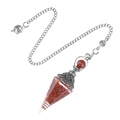 Natural red jasper crystal orgone pendulum with silver chain and copper coil - Red Jasper (Antique Silver Pendulum)