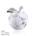 30mm Howlite crystal apple ornament with silver metal leaf and sparkling rhinestones - Howlite Apple