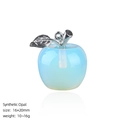 Synthetic opal apple pendant in light blue with silver leaf and hanging loop, 20mm - Opalite Apple