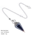 Pendolo in pietra di sabbia blu con corona d'argento e cono esagonale da 19,5x50mm - Pietra di Sabbia Blu (Artificiale)
