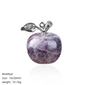 20mm natural amethyst crystal apple pendant with silver metal leaf and hanging loop - Amethyst Apple