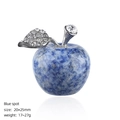 Escultura de manzana de piedra azul y plata para decoración del hogar 20x25mm - 25mm / Jade de Puntos Azules Manzana