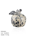 Dalmatian stone apple pendant with silver metal leaf and hanging loop for DIY jewelry - Dalmatian Stone Apple