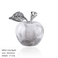 Manzana de ágata blanca de 25mm con hoja de cristal para decoración de Navidad - 25mm / Manzana de Ágata Crazy Lace Blanca