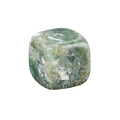 Polished green moss agate cubic incense holder made of natural gemstone with single hole - Moss Agate