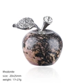 Handcrafted 25mm rhodonite crystal apple decor with silver metal leaf and white stones - 25mm / Rhodonite Apple