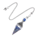 Lapis blue natural crystal energy pendulum pendant with vintage silver resin hex cone - Lapis Lazuli (Antique Silver Pendulum)