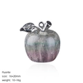 Natural 20mm fluorite crystal apple pendant with silver leaf detail for DIY jewelry - Fluorite Apple