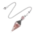 Cone-shaped energy pendulum with strawberry quartz crystal and antique silver metal chain - Strawberry Quartz (Antique Silver Pendulum)