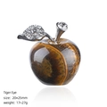 25mm Tiger Eye crystal apple ornament with silver leaf and white rhinestones - 25mm / Tiger Eye Apple