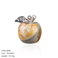 20mm natural crazy agate apple pendant with silver metal leaf for Christmas DIY gift - Crazy Agate Apple