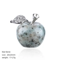 Kiwi Stone apple figurine with sparkling rhinestone leaf for Christmas gifts, 25mm - 25mm / Kiwi Stone Apple